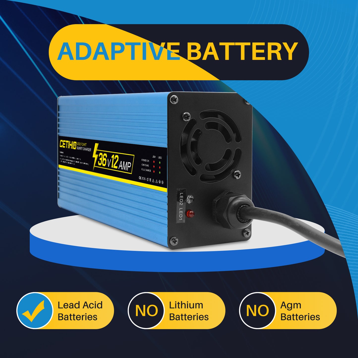 48 Volt 10 Amp Golf Cart Battery Charger for EZGO RXV&TXT