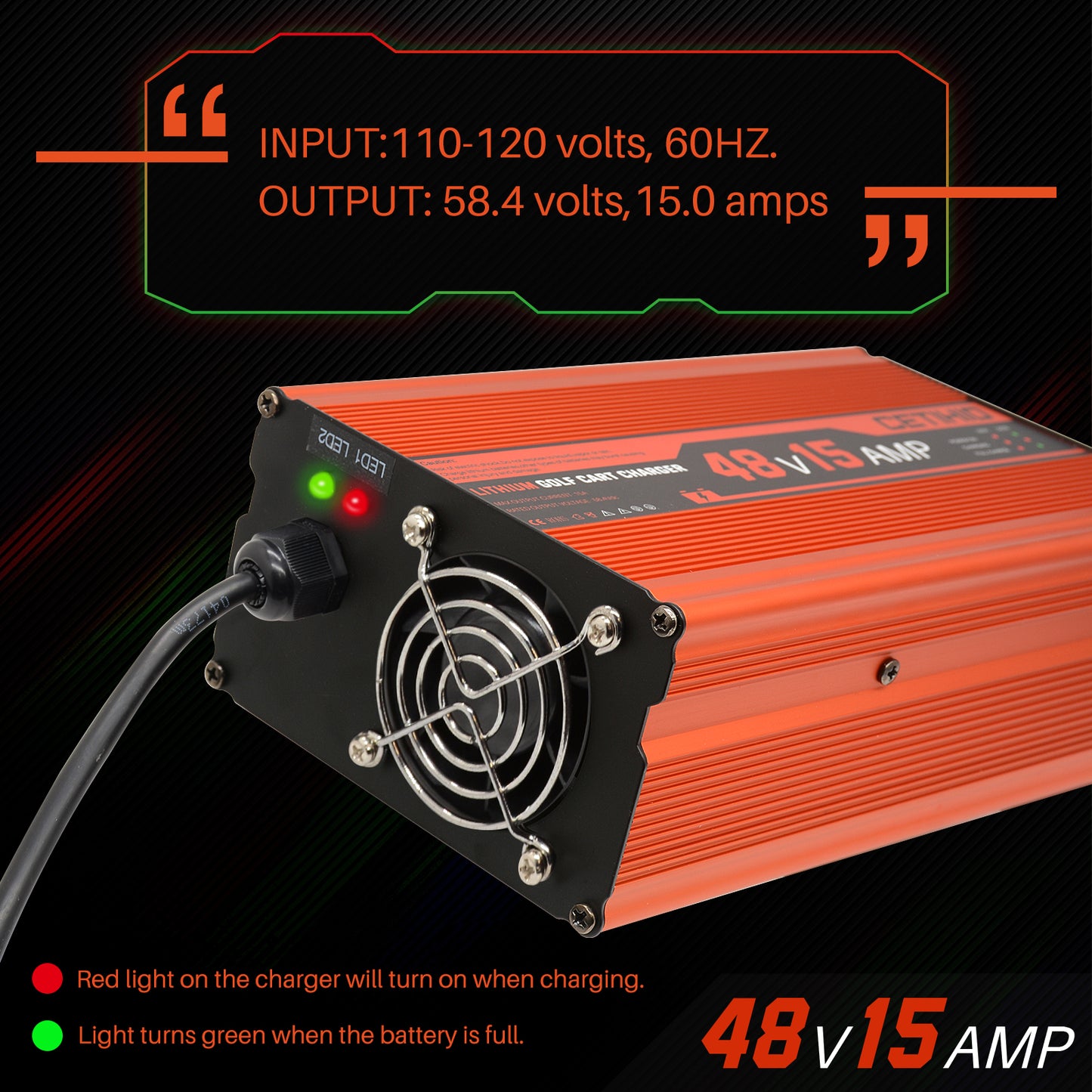 48 Volt Lithium Battery Charger for Golf Carts with Anderson Plug